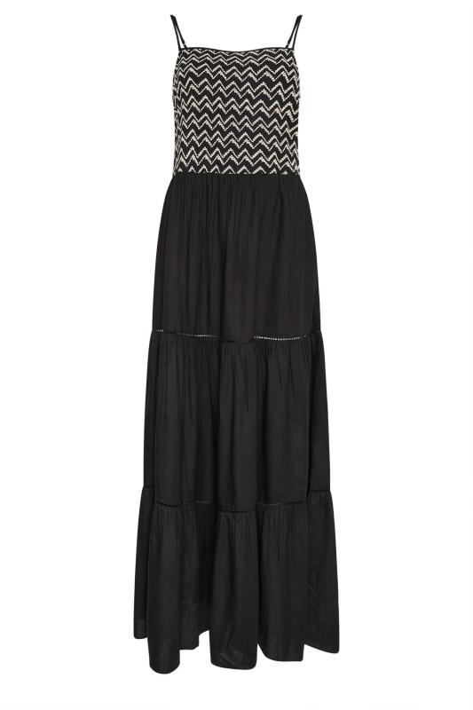 LTS Tall Women's Black Embroidery Detail Tiered Maxi Dress | Long Tall Sally 6