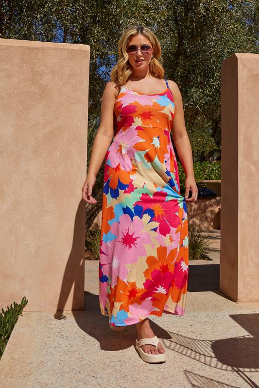 LIMITED COLLECTION Plus Size Pink Floral Print Cami Maxi Dress | Yours Clothing 5
