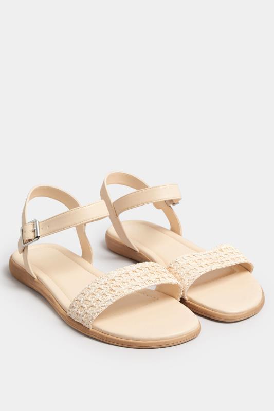White Raffia Sandals In Extra Wide EEE Fit | Yours Clothing 2