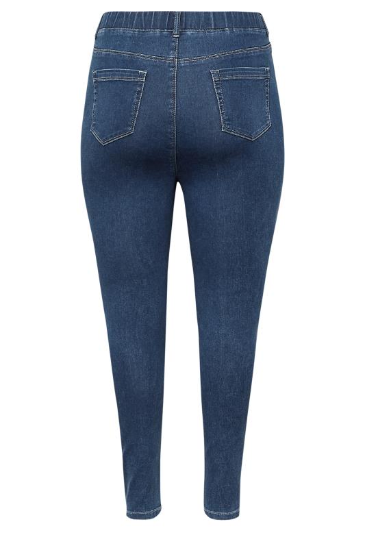 Plus Size Mid Blue Embellished Knee GRACE Jeggings | Yours Clothing 5
