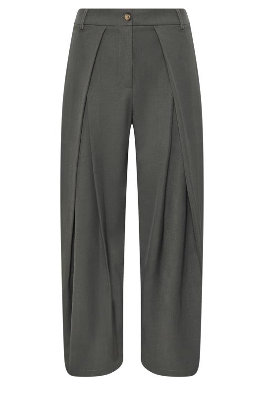 PixieGirl Petite Women's Grey Wrap Pleated Wide Leg Trousers | PixieGirl 1