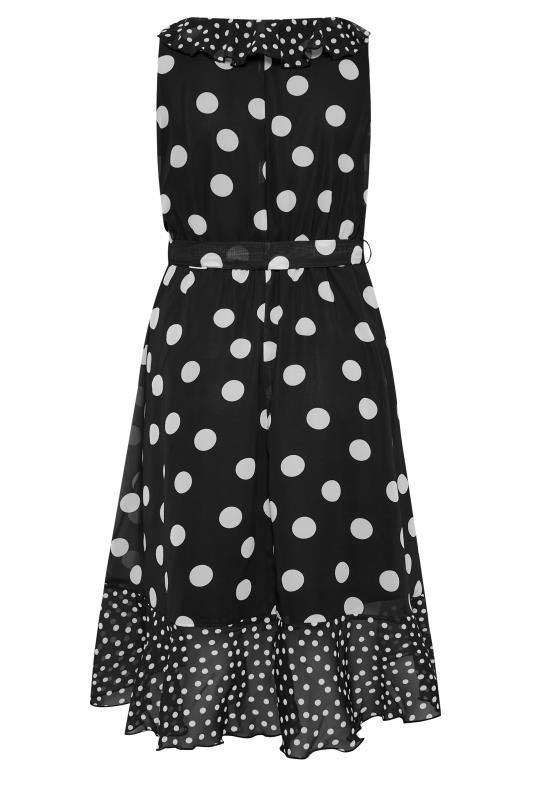 YOURS LONDON Curve Plus Size Black Polka Dot Print Double Ruffle Wrap Dress | Yours Clothing  7