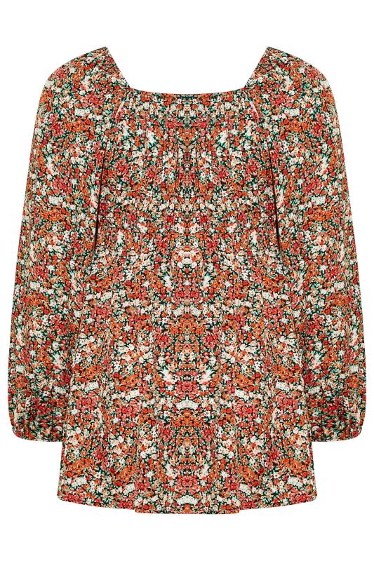 LIMITED COLLECTION Plus Size Black & Orange Floral Gypsy Blouse | Yours Clothing 7