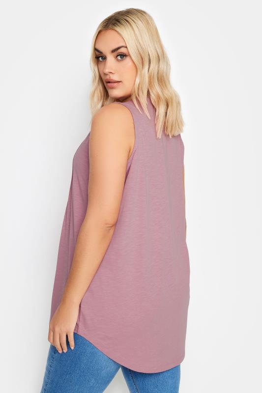 YOURS Plus Size Pink Pintuck Henley Vest Top | Yours Clothing 3