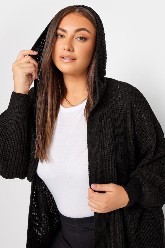 YOURS Plus Size Black Hooded Longline Cardigan | Yours Clothing 4
