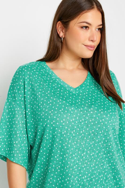 YOURS Curve Green Dot Print Oversized Top | Yours Clothing 4