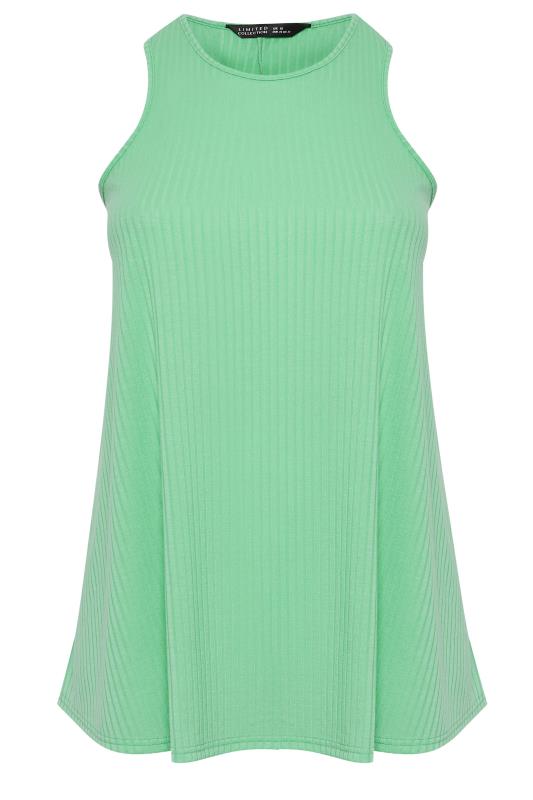 LIMITED COLLECTION Plus Size Curve Green Ribbed Racer Cami Vest Top | Yours Clothing  6