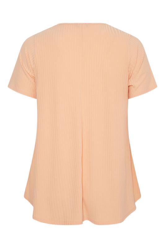 LIMITED COLLECTION Plus Size Pastel Orange Ribbed Swing Top | Yours Clothing  7