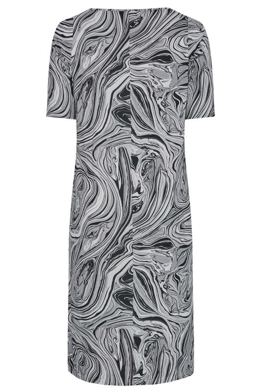 Plus Size Black Marble Print Cut Out T-Shirt Dress | Yours Clothing 7