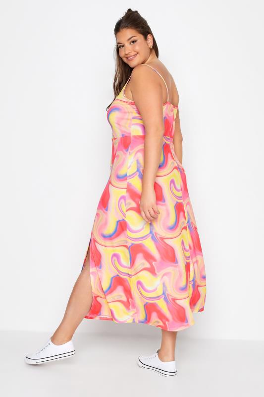 LIMITED COLLECTION Curve Pink Marble Print Side Split Midaxi Sundress 3