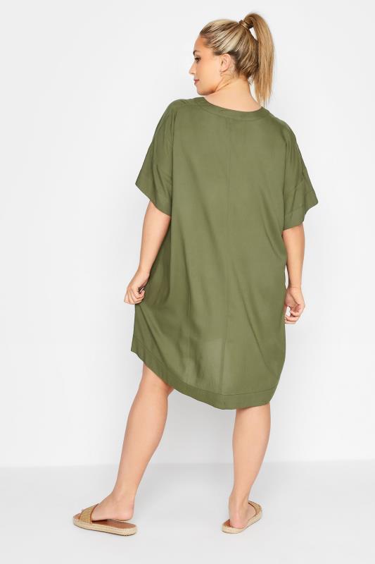 LIMITED COLLECTION Khaki Notch Neck Summer Throw On Dress | Yours Clothing 3