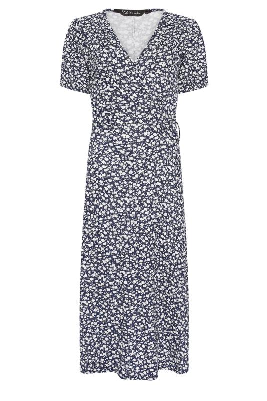 M&Co Navy Blue Ditsy Floral Print Midi Wrap Dress | M&Co 5