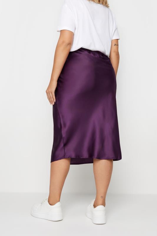 YOURS Plus Size Purple Satin Midi Skirt | Yours Clothing 3