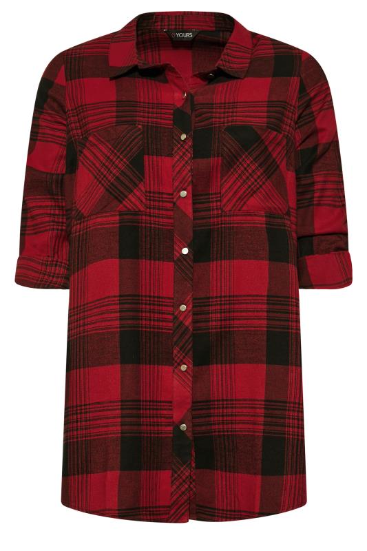 Plus Size Red Check Boyfriend Shirt | Yours Clothing 6