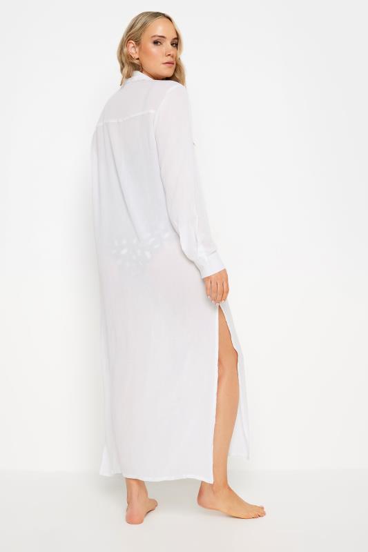 LTS Tall Women's White Crinkle Longline Beach Shirt | Long Tall Sally 4
