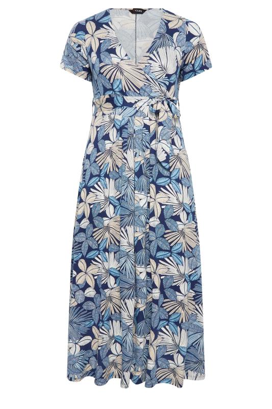 YOURS Plus Size Curve Blue Leaf Print Wrap Dress | Yours Clothing  6
