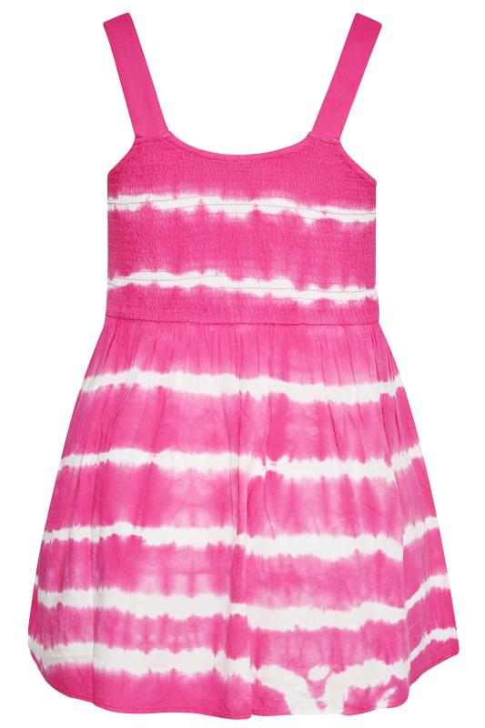 Plus Size Hot Pink Tie Dye Shirred Peplum Vest Top | Yours Clothing 7