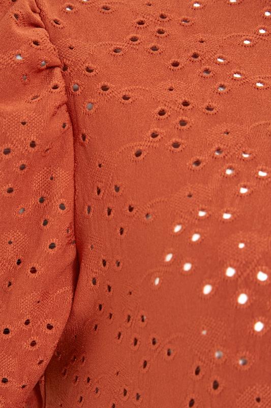 LTS Tall Rust Orange Broidery Puff Sleeve Top 5