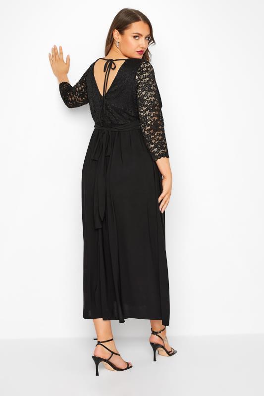 YOURS LONDON Plus Size Black Lace Wrap Maxi Dress | Yours Clothing 3