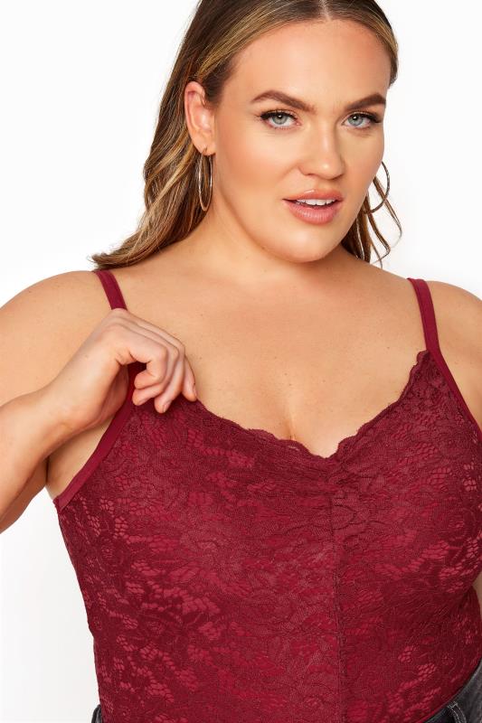 Plus Size Limited Collection Red Lace Bodysuit Yours Clothing 