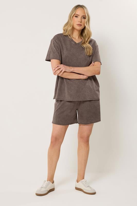 LTS Tall Woman's Chocolate Brown Acid Wash Oversized T-Shirt | Long Tall Sally 2