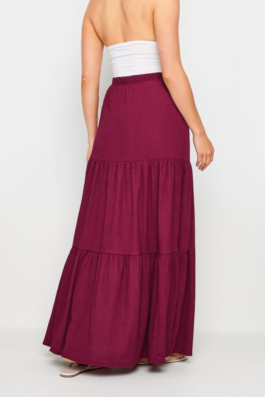 LTS Tall Women's Wine Red Tiered Crinkle Maxi Skirt | Long Tall Sally 3
