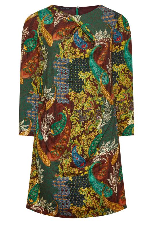 Evans Green Abstract Print Ruched Waist Dress 6