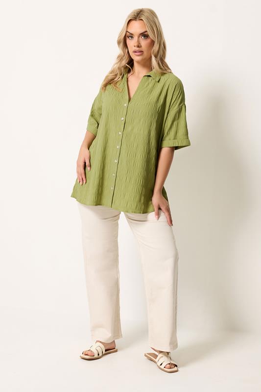 YOURS Plus Size Green Textured Shirt 1