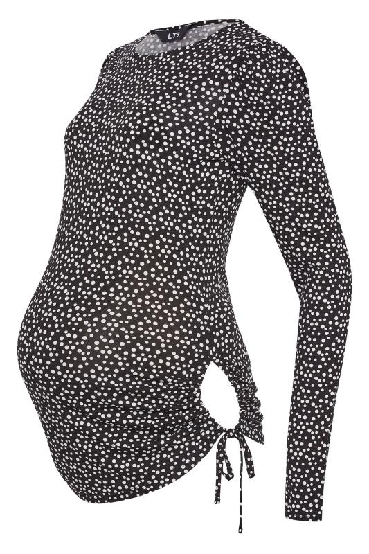 Tall Women's LTS Maternity Black Polka Dot Drawstring Side Top | Long Tall Sally 6