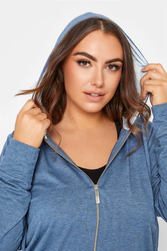 Plus Size Blue Zip Through Hoodie | Yours Clothing 4