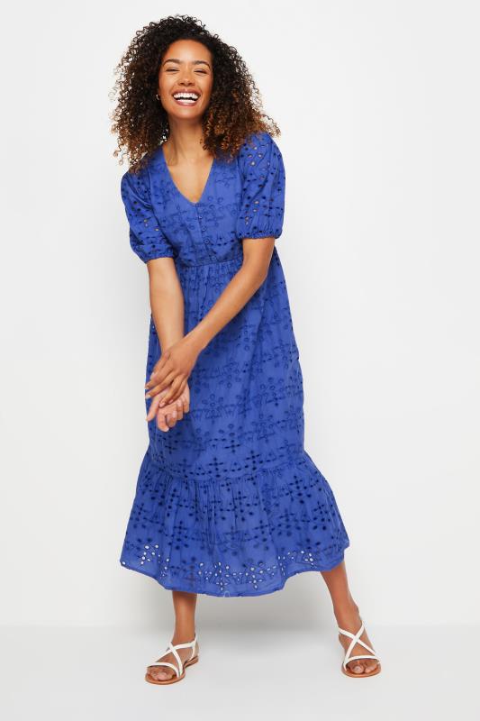 Women's  M&Co Blue Broderie Anglaise Midi Dress