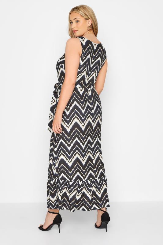 YOURS LONDON Plus Size Black Geometric Print Tiered Maxi Dress | Yours Clothing 3