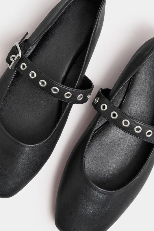Black Buckle Detail Mary Jane Rivet Flats | Yours Clothing 5