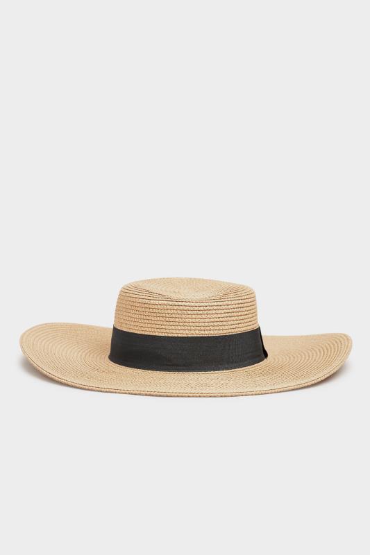 Natural Brown Straw Wide Brim Boater Hat 1