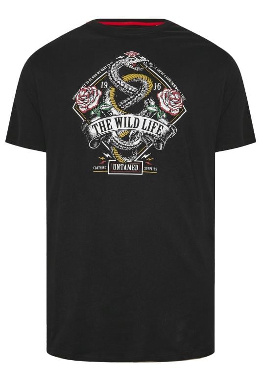 D555 Big & Tall Black 'The Wild Life' Graphic Print Tee | BadRhino 3