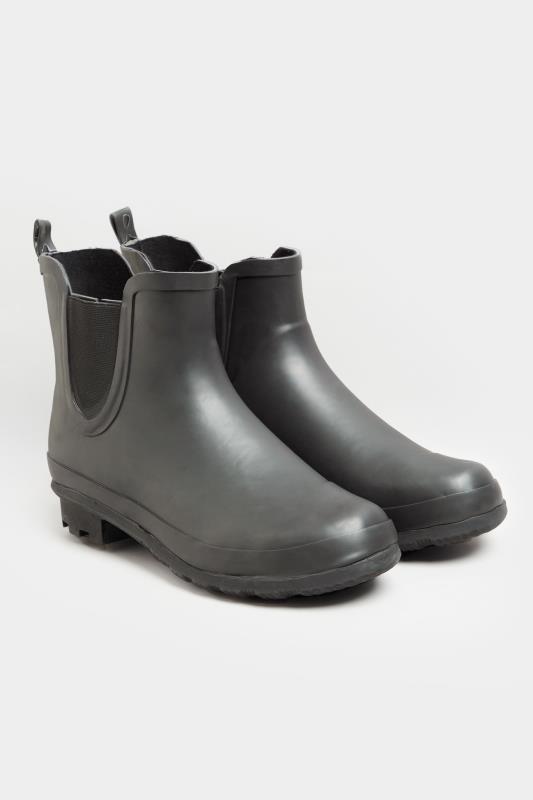 Black Chelsea Welly Boots In Extra Wide EEE Fit 4