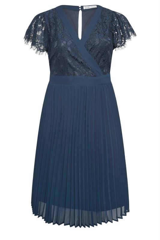 YOURS LONDON Plus Size Navy Blue Lace Wrap Midi Dress | Yours Clothing 5