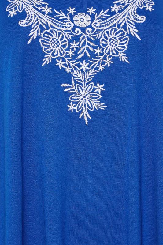 YOURS Plus Size Blue Embroidered Neck Vest Top | Yours Clothing 5
