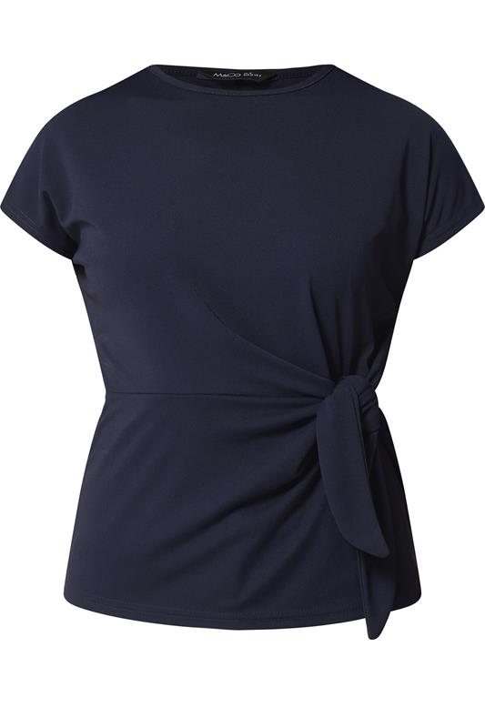 M&Co Navy Blue Tie Waist Top | M&Co 5