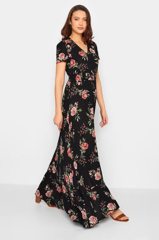 LTS Tall Women's Black Floral Print Shirred Waist Maxi Dress | Long Tall Sally 2