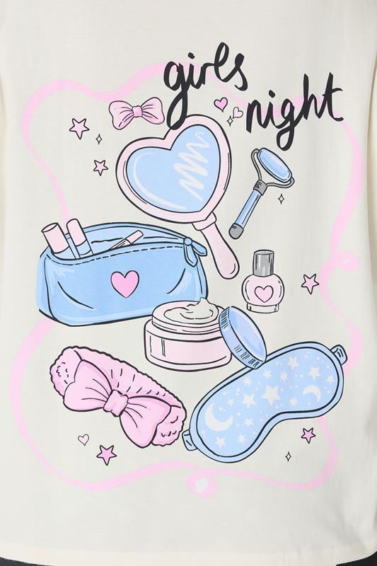 YOURS Plus Size Ivory White 'Girls Night' Polka Dot Pyjama Set | Yours Clothing 6