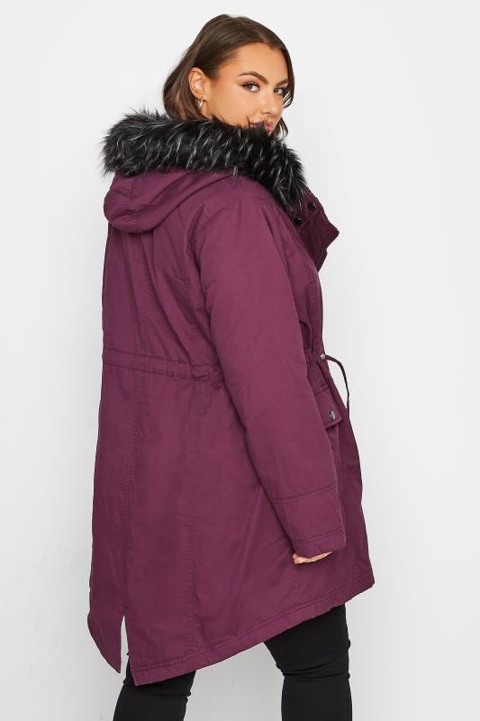 BUMP IT UP MATERNITY Plus Size Berry Red Parka Coat | Yours Clothing 4