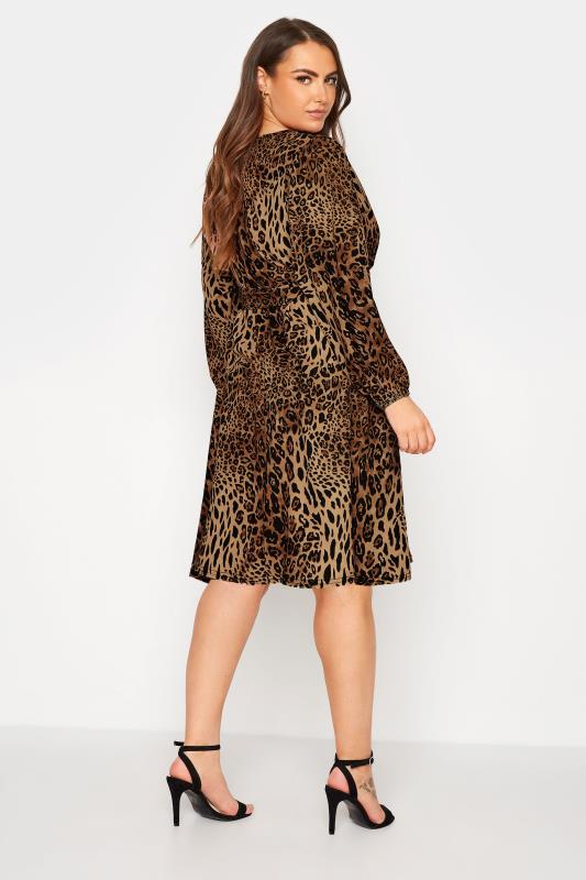YOURS LONDON Curve Brown Leopard Print Wrap Dress 3