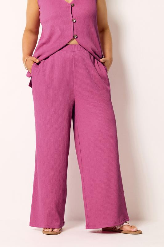  YOURS pantalones anchos texturizados rosas 