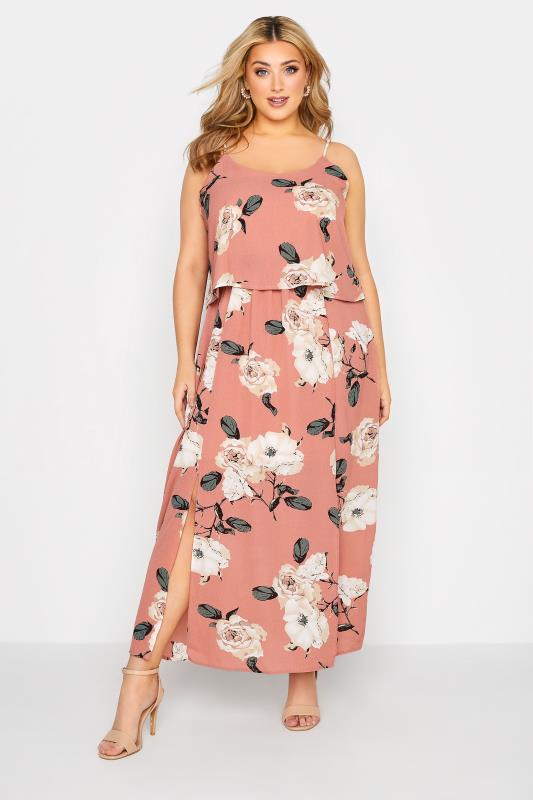 YOURS LONDON Curve Pink Floral Overlay Dress_A.jpg