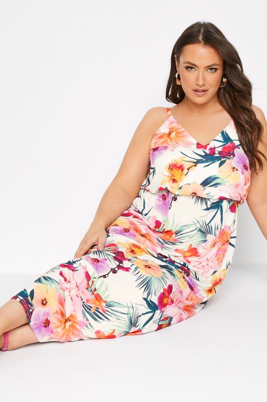 YOURS LONDON Curve White Tropical Cami Maxi Dress 4