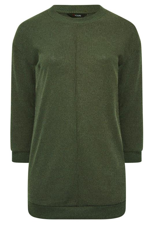 Plus Size Khaki Green Seam Detail Jumper | Yours Clothing 6
