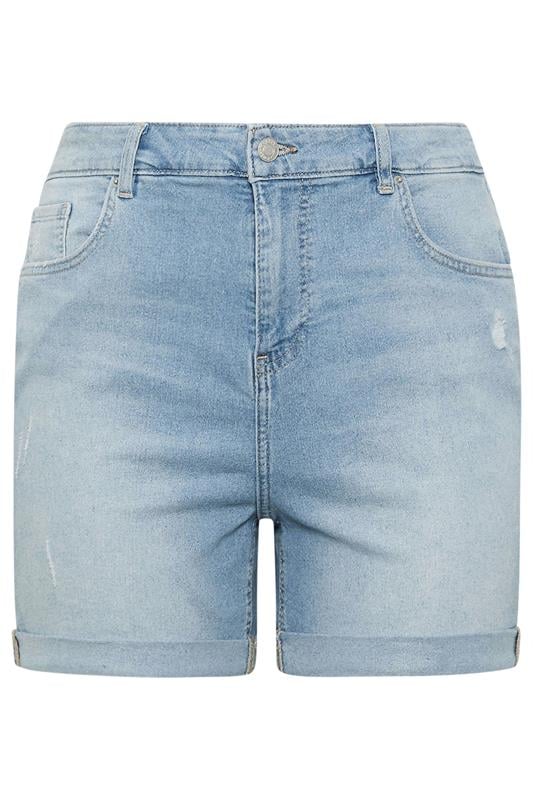 YOURS Plus Size Light Blue Denim Boyfriend Shorts | Yours Clothing 5