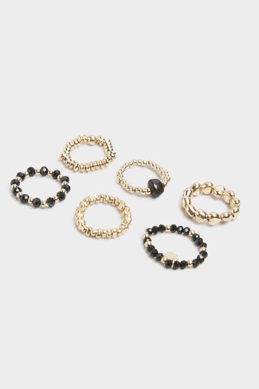 6 PACK Gold Tone Stretch Rings | Yours Clothing 2