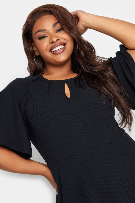 YOURS Plus Size Black Keyhole Peplum Top | Yours Clothing 4